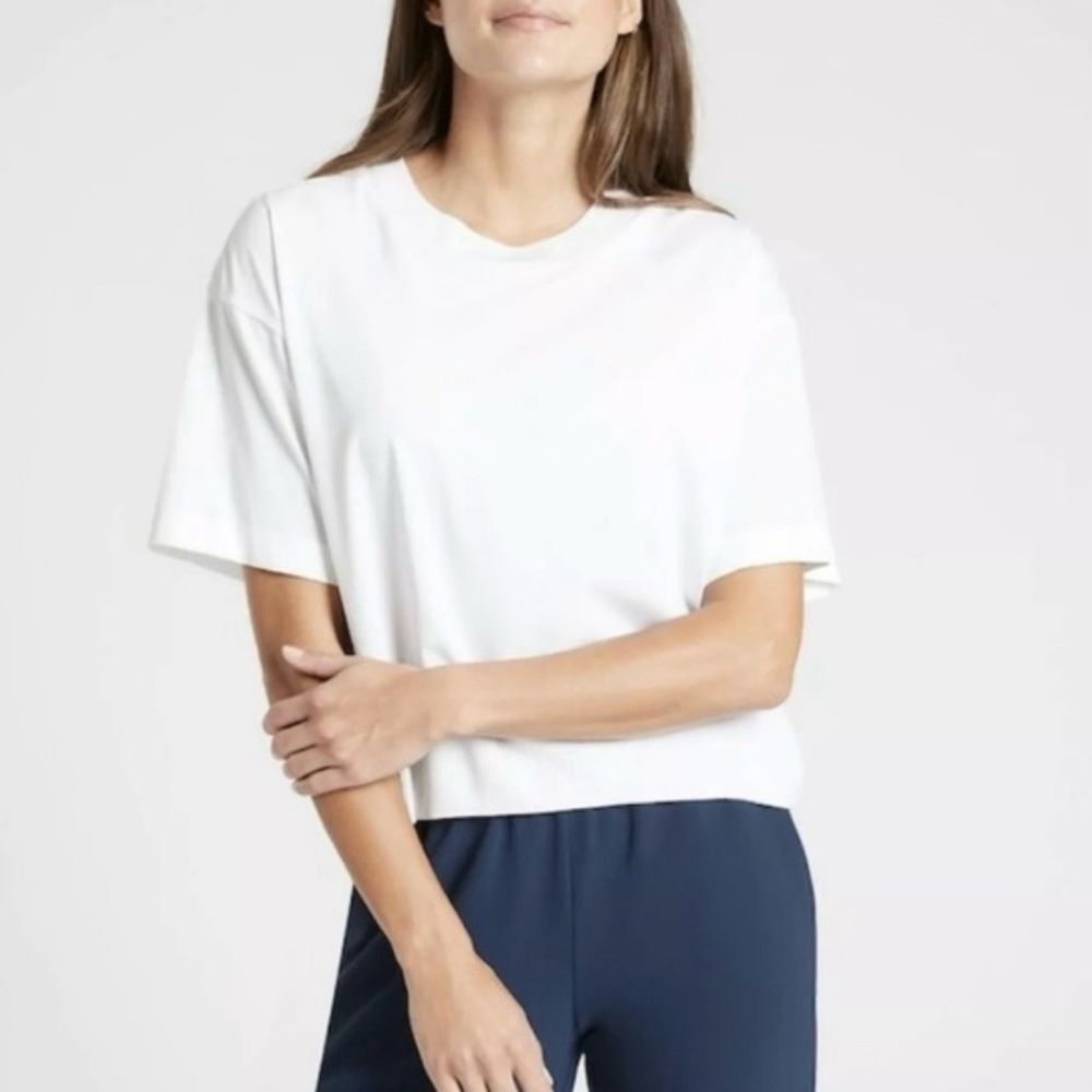 Athleta Zephyr Crop Tee In White Women's Size XS